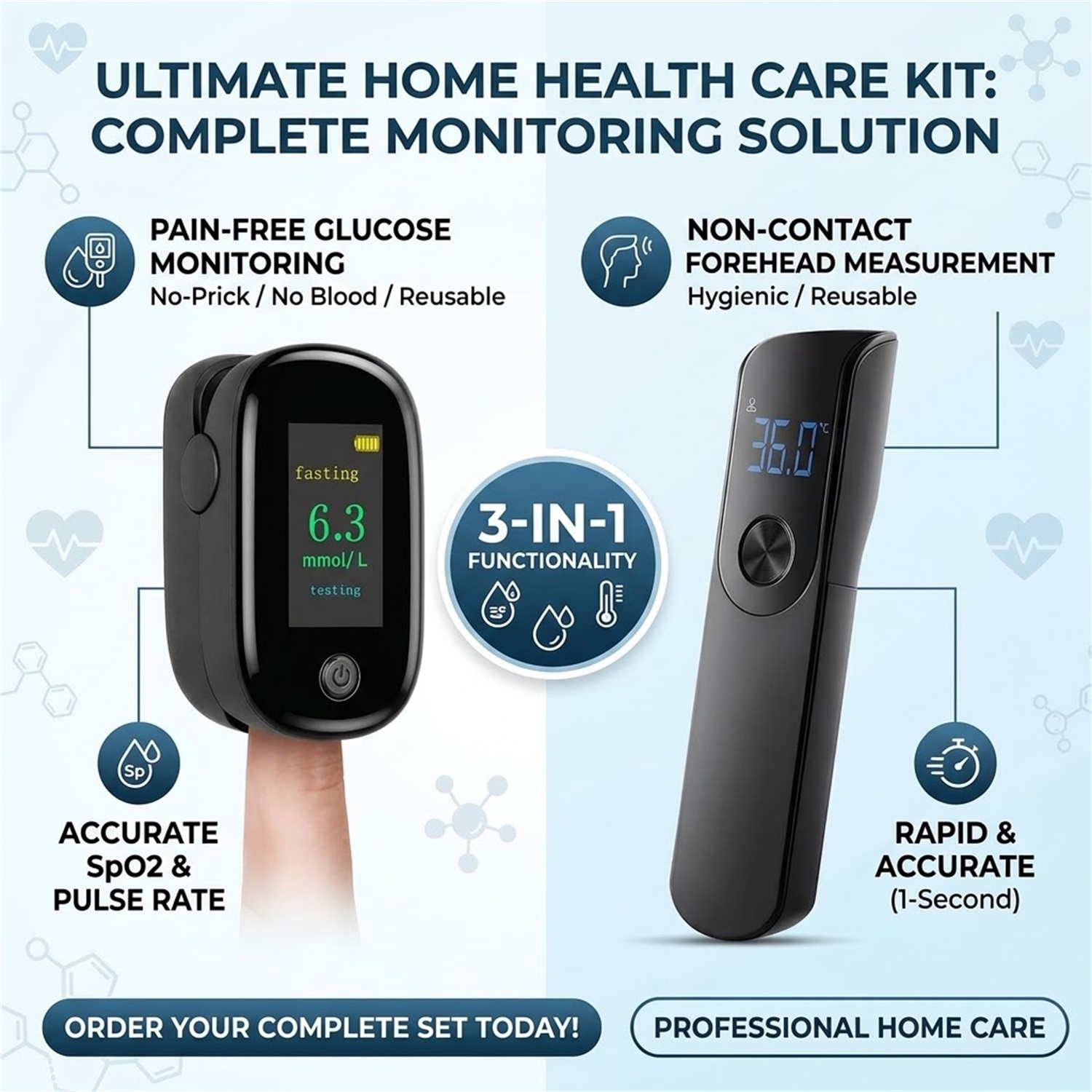 3'ü 1 Arada Sağlık Monitör Set - Pulse Oximeter incelemesi ve fiyatı